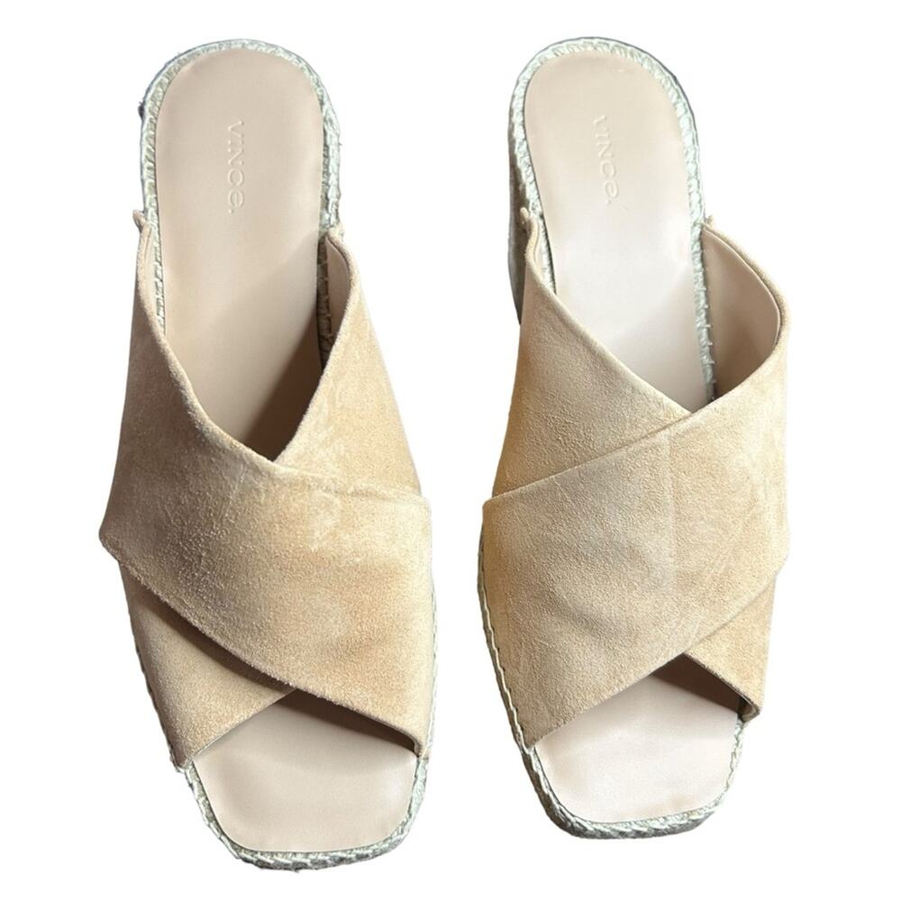 Vince Gaelan Suede Crossover Strap Espadrille Wedge Peep Toe Heels NEW 11 - Picture 2 of 11